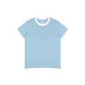 Damen T-Shirt Hellblau mit weißem Kragen im Regular Stil