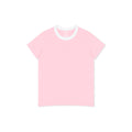 Rosa Damen T-Shirt mit weißem Kragen im Regular Stil