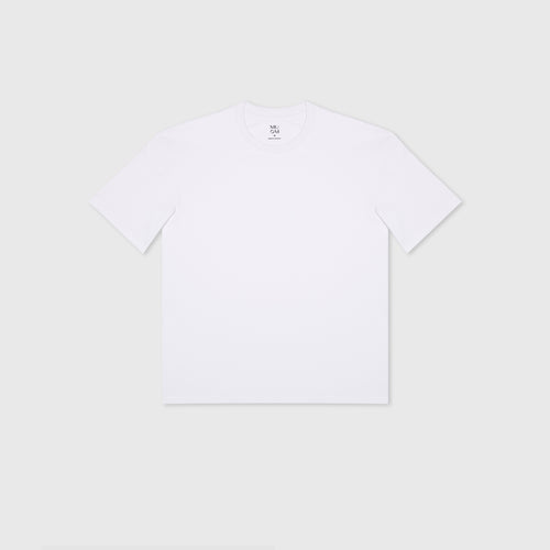 Basic Pima Baumwoll T-Shirt in einem Relaxed Style in weiss