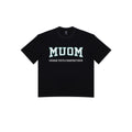 Schwarzes T-Shirt mit College Print in Türkis weiss